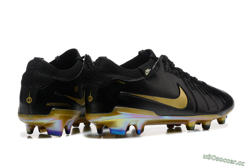 Men's Nike Tiempo Legend 10 Elite FG Firm Ground Low-Tops Football Boots - Black/Gold 9