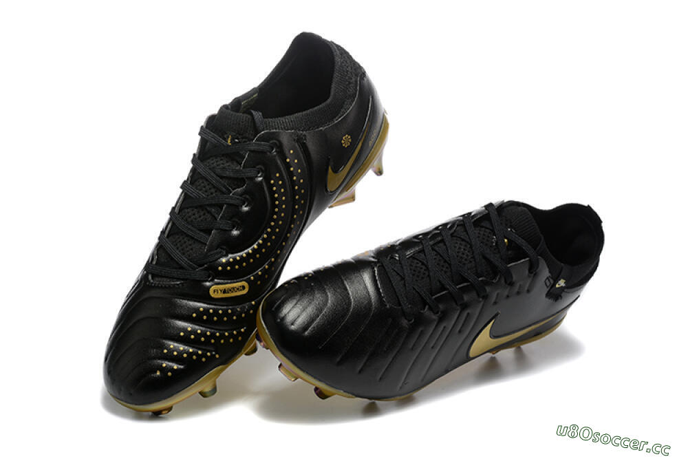 Men's Nike Tiempo Legend 10 Elite FG Firm Ground Low-Tops Football Boots - Black/Gold 6