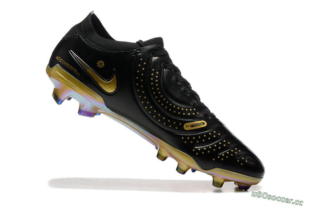 Men's Nike Tiempo Legend 10 Elite FG Firm Ground Low-Tops Football Boots - Black/Gold 7