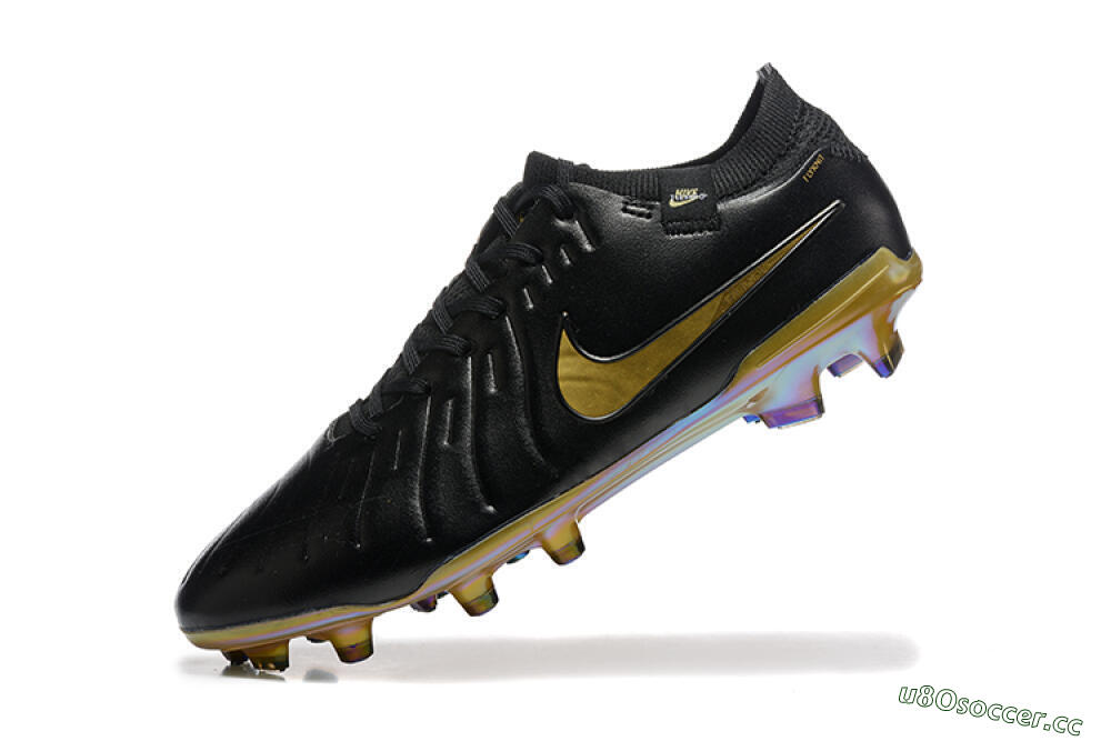 Men's Nike Tiempo Legend 10 Elite FG Firm Ground Low-Tops Football Boots - Black/Gold 8