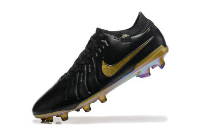 Men's Nike Tiempo Legend 10 Elite FG Firm Ground Low-Tops Football Boots - Black/Gold