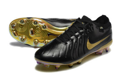 Men's Nike Tiempo Legend 10 Elite FG Firm Ground Low-Tops Football Boots - Black/Gold