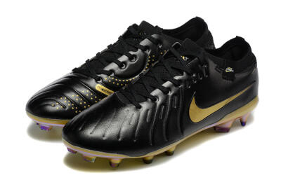 Men's Nike Tiempo Legend 10 Elite FG Firm Ground Low-Tops Football Boots - Black/Gold
