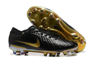 Men's Nike Tiempo Legend 10 Elite FG Firm Ground Low-Tops Football Boots - Black/Gold