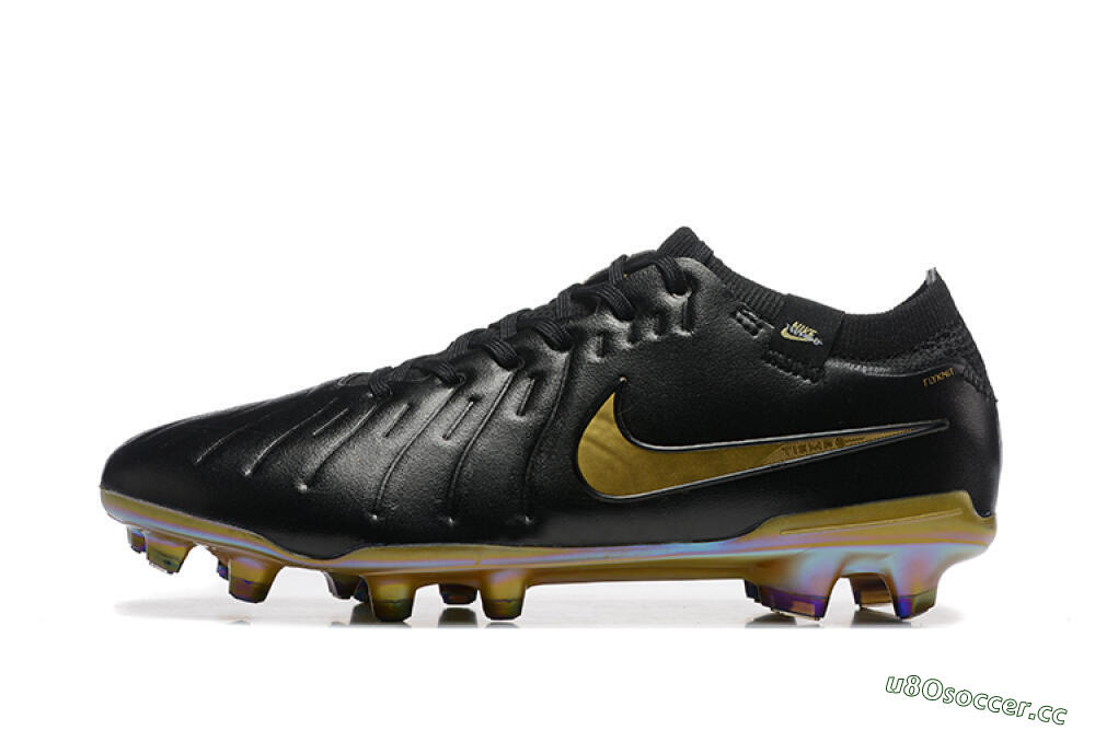 Men's Nike Tiempo Legend 10 Elite FG Firm Ground Low-Tops Football Boots - Black/Gold 0