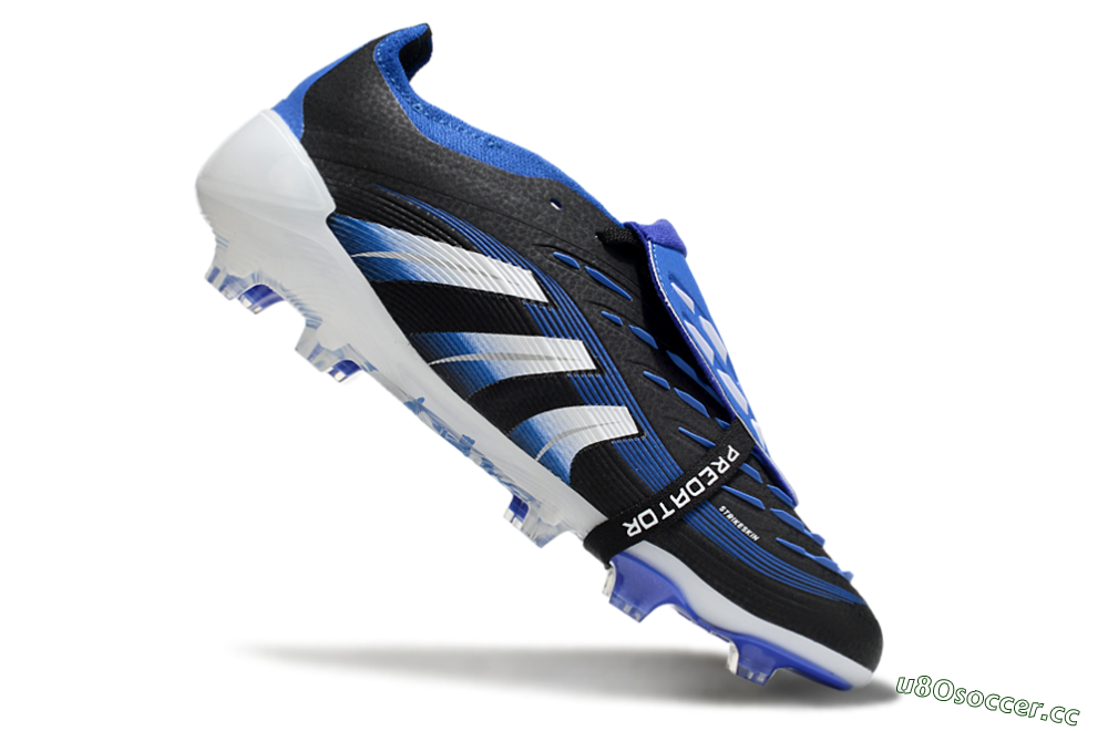 Unisex Adidas Predator 25 Elite Foldover Tongue FG Firm Ground Low-Tops Football Boots - Black/Blue/White 4
