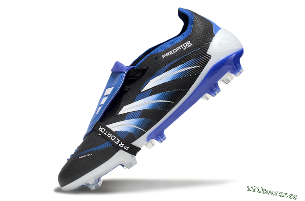 Unisex Adidas Predator 25 Elite Foldover Tongue FG Firm Ground Low-Tops Football Boots - Black/Blue/White 5