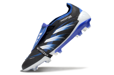 Unisex Adidas Predator 25 Elite Foldover Tongue FG Firm Ground Low-Tops Football Boots - Black/Blue/White