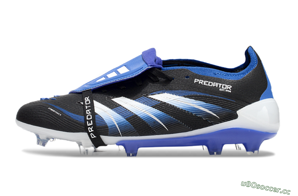 Unisex Adidas Predator 25 Elite Foldover Tongue FG Firm Ground Low-Tops Football Boots - Black/Blue/White 0