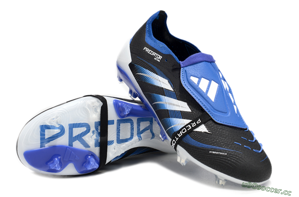 Unisex Adidas Predator 25 Elite Foldover Tongue FG Firm Ground Low-Tops Football Boots - Black/Blue/White 3