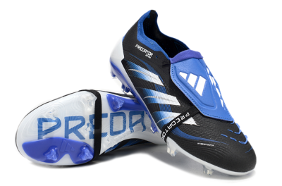 Unisex Adidas Predator 25 Elite Foldover Tongue FG Firm Ground Low-Tops Football Boots - Black/Blue/White