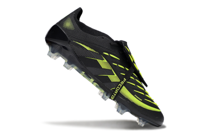 Unisex Adidas Predator 25 Elite Foldover Tongue FG Firm Ground Low-Tops Football Boots - Black/Yellow