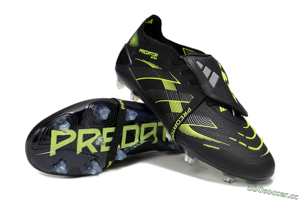 Unisex Adidas Predator 25 Elite Foldover Tongue FG Firm Ground Low-Tops Football Boots - Black/Yellow 3