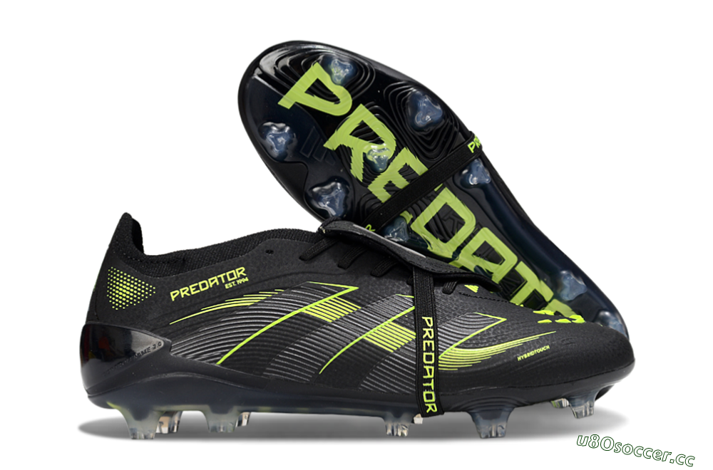 Unisex Adidas Predator 25 Elite Foldover Tongue FG Firm Ground Low-Tops Football Boots - Black/Yellow 2