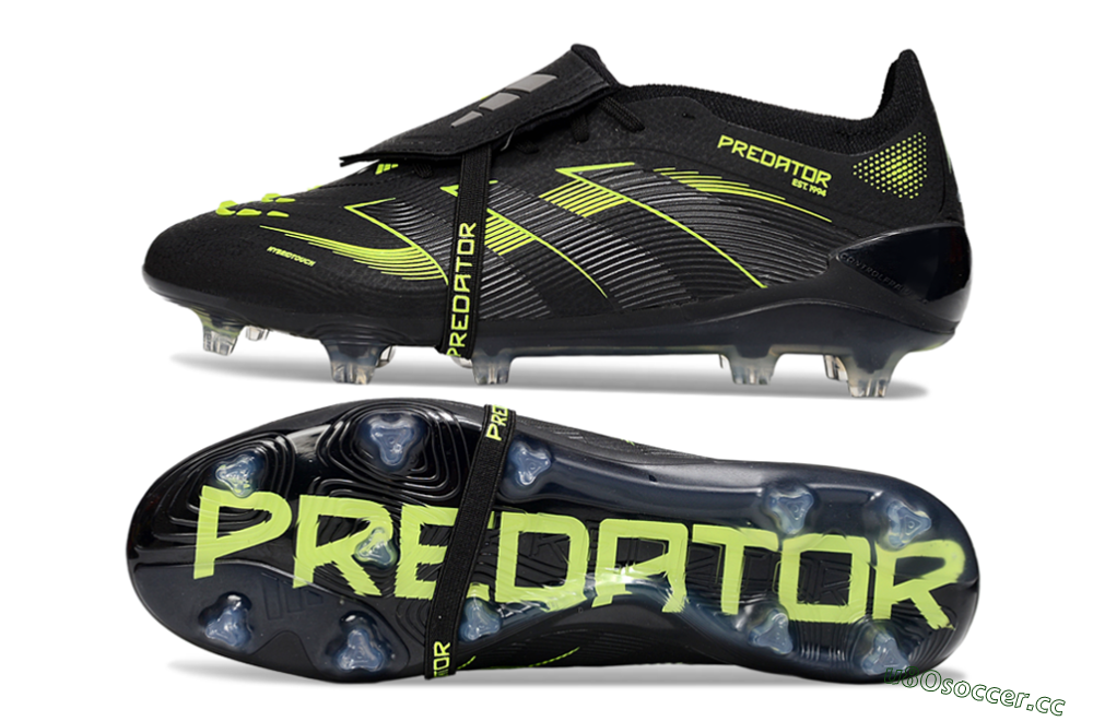Unisex Adidas Predator 25 Elite Foldover Tongue FG Firm Ground Low-Tops Football Boots - Black/Yellow 1