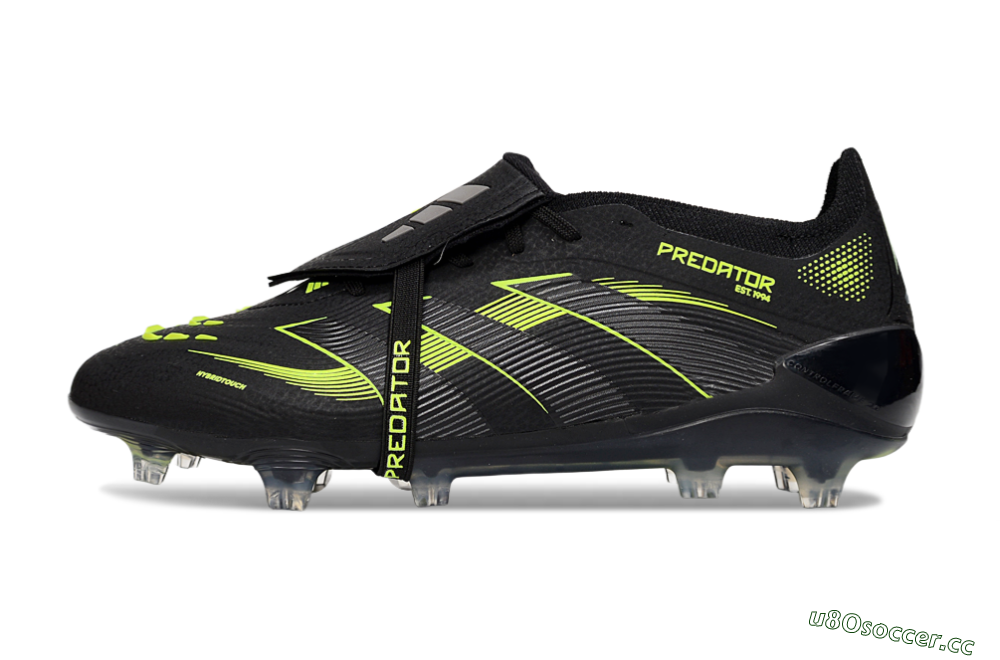 Unisex Adidas Predator 25 Elite Foldover Tongue FG Firm Ground Low-Tops Football Boots - Black/Yellow 0