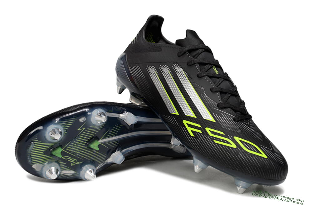 Men's Adidas F50 Elite SG Soft Ground Low-Tops Football Boots - Black/Silver/Yellow 3