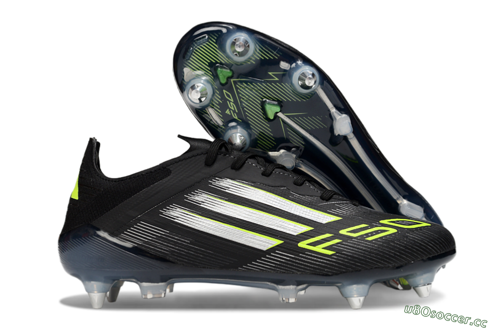 Men's Adidas F50 Elite SG Soft Ground Low-Tops Football Boots - Black/Silver/Yellow 2