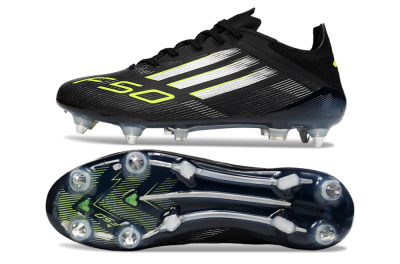 Men's Adidas F50 Elite SG Soft Ground Low-Tops Football Boots - Black/Silver/Yellow