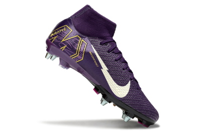 Men's Nike Air Zoom Mercurial Superfly 10 Elite SG Soft Ground High-Tops Football Boots - Purple/White/Gold