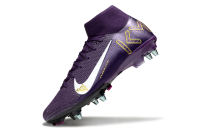 Men's Nike Air Zoom Mercurial Superfly 10 Elite SG Soft Ground High-Tops Football Boots - Purple/White/Gold