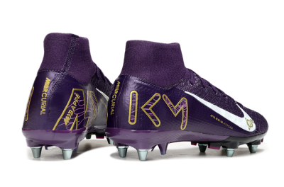 Men's Nike Air Zoom Mercurial Superfly 10 Elite SG Soft Ground High-Tops Football Boots - Purple/White/Gold