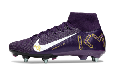 Men's Nike Air Zoom Mercurial Superfly 10 Elite SG Soft Ground High-Tops Football Boots - Purple/White/Gold