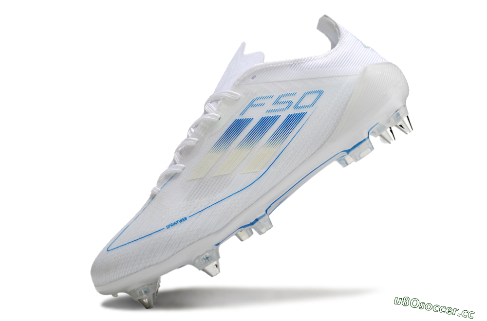 Men's Adidas F50 Elite SG Soft Ground Low-Tops Football Boots - White/Blue 5