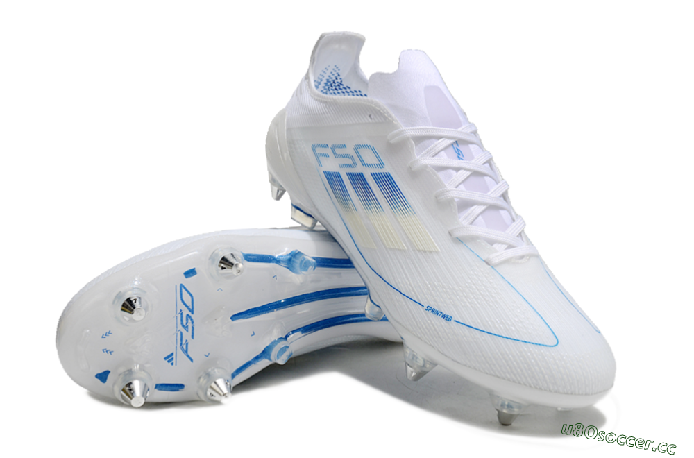 Men's Adidas F50 Elite SG Soft Ground Low-Tops Football Boots - White/Blue 3