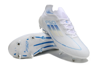 Men's Adidas F50 Elite SG Soft Ground Low-Tops Football Boots - White/Blue