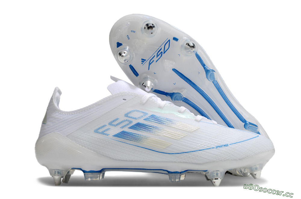 Men's Adidas F50 Elite SG Soft Ground Low-Tops Football Boots - White/Blue 2