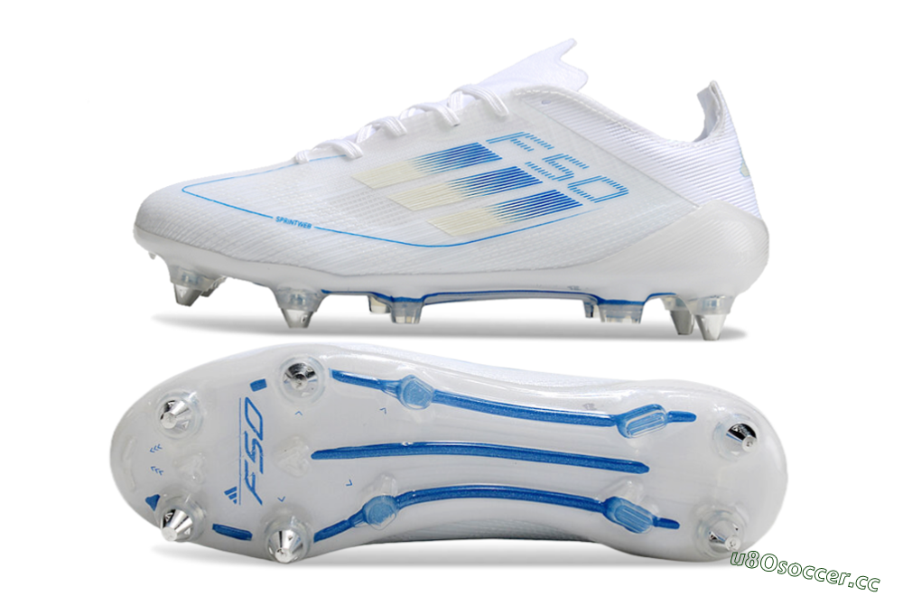 Men's Adidas F50 Elite SG Soft Ground Low-Tops Football Boots - White/Blue 1