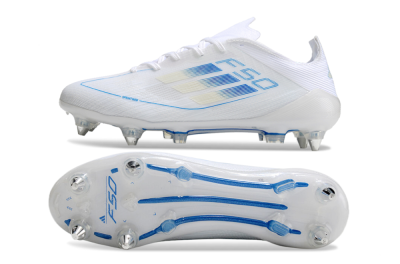 Men's Adidas F50 Elite SG Soft Ground Low-Tops Football Boots - White/Blue