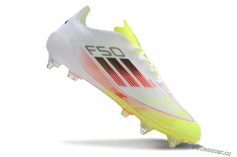 Men's Adidas F50 Elite SG Soft Ground Low-Tops Football Boots - White/Yellow/Red 4
