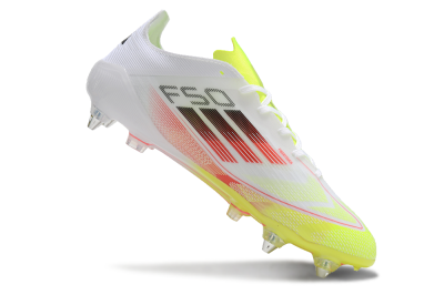 Men's Adidas F50 Elite SG Soft Ground Low-Tops Football Boots - White/Yellow/Red