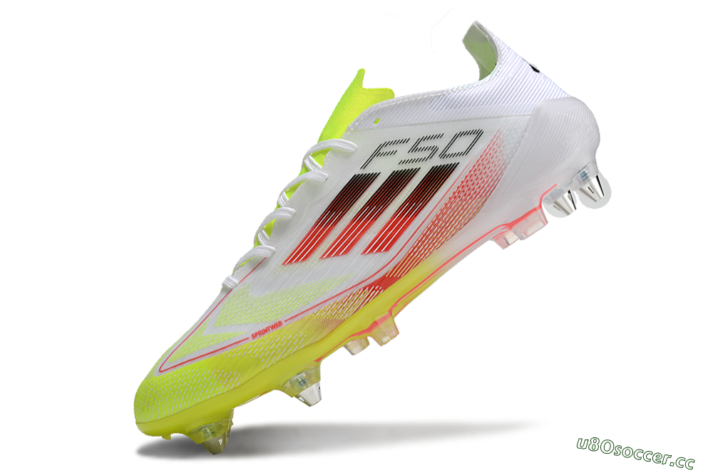 Men's Adidas F50 Elite SG Soft Ground Low-Tops Football Boots - White/Yellow/Red 5
