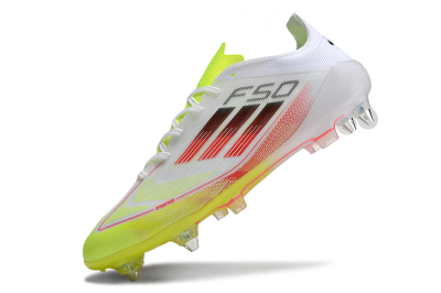 Men's Adidas F50 Elite SG Soft Ground Low-Tops Football Boots - White/Yellow/Red