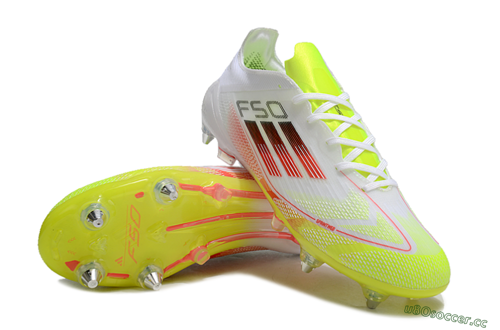 Men's Adidas F50 Elite SG Soft Ground Low-Tops Football Boots - White/Yellow/Red 3