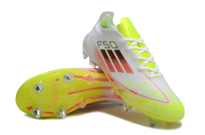 Men's Adidas F50 Elite SG Soft Ground Low-Tops Football Boots - White/Yellow/Red