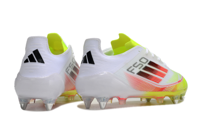 Men's Adidas F50 Elite SG Soft Ground Low-Tops Football Boots - White/Yellow/Red