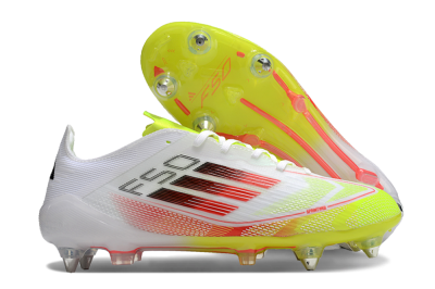 Men's Adidas F50 Elite SG Soft Ground Low-Tops Football Boots - White/Yellow/Red