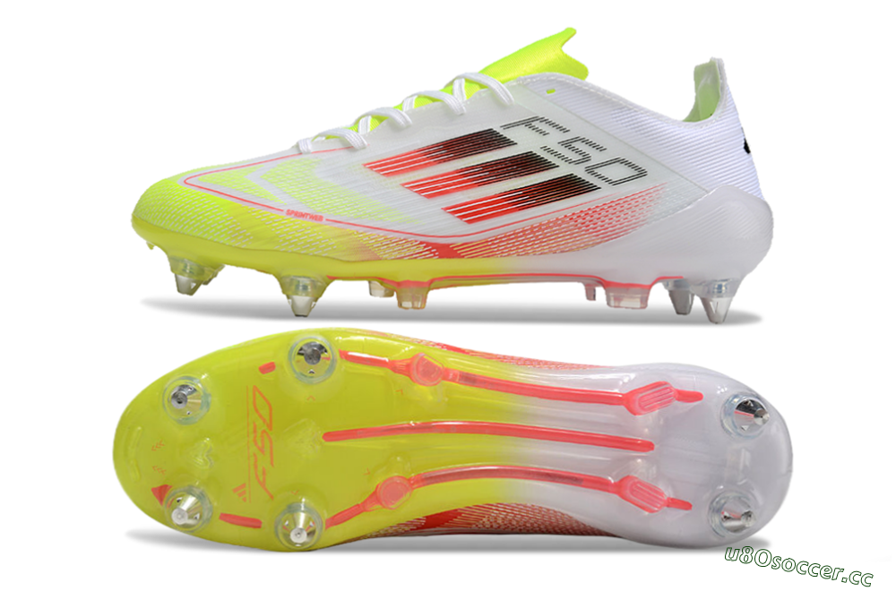 Men's Adidas F50 Elite SG Soft Ground Low-Tops Football Boots - White/Yellow/Red 1