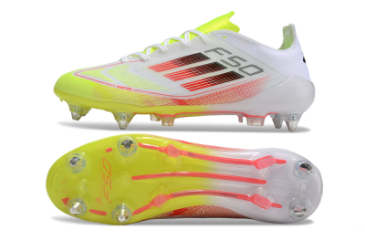 Men's Adidas F50 Elite SG Soft Ground Low-Tops Football Boots - White/Yellow/Red