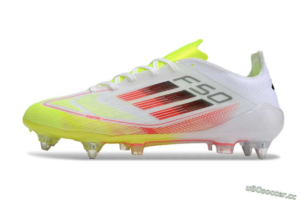 Men's Adidas F50 Elite SG Soft Ground Low-Tops Football Boots - White/Yellow/Red 0