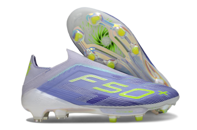 Men's Adidas F50+ Elite Lightstrike Pro Laceless FG Firm Ground Low-Tops Football Boots - Blue/Yellow