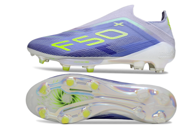 Men's Adidas F50+ Elite Lightstrike Pro Laceless FG Firm Ground Low-Tops Football Boots - Blue/Yellow