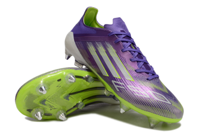 Men's Adidas F50 Elite SG Soft Ground Low-Tops Football Boots - Purple/Silver/Yellow