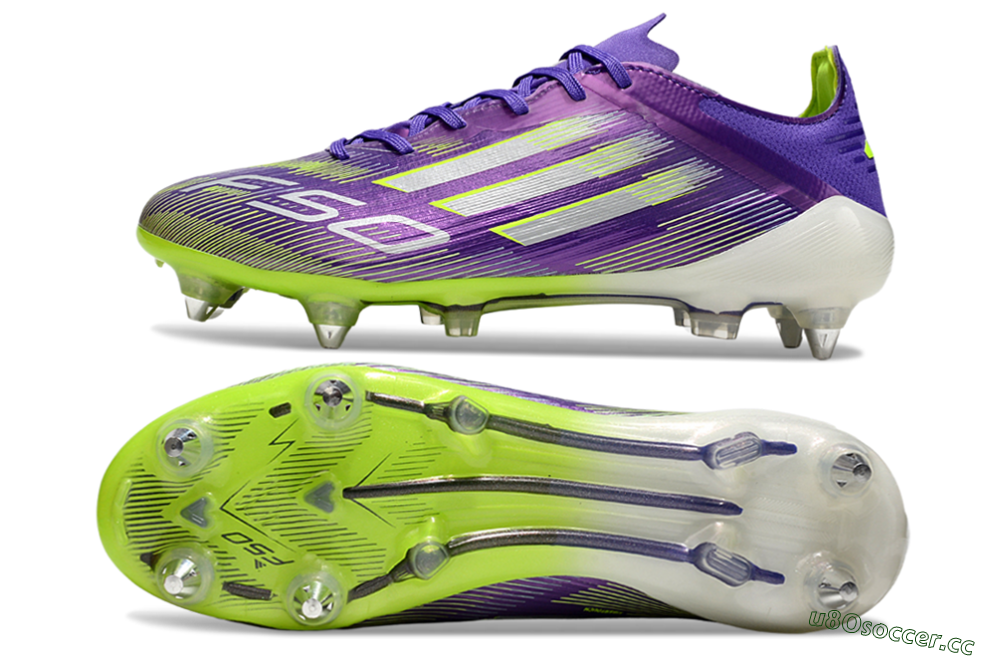 Men's Adidas F50 Elite SG Soft Ground Low-Tops Football Boots - Purple/Silver/Yellow 1