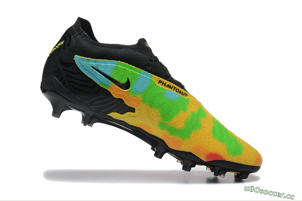 Men's Nike Phantom GX Elite FG Firm Ground Low-Tops Football Boots - Black/Rainbow 7