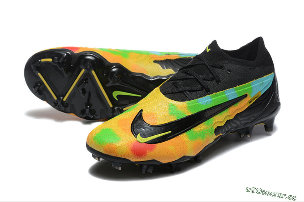 Men's Nike Phantom GX Elite FG Firm Ground Low-Tops Football Boots - Black/Rainbow 3
